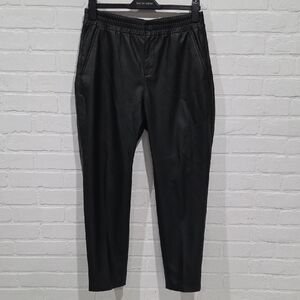 Ag Adriano Goldschmied Black Faux Leather Tapered Trousers